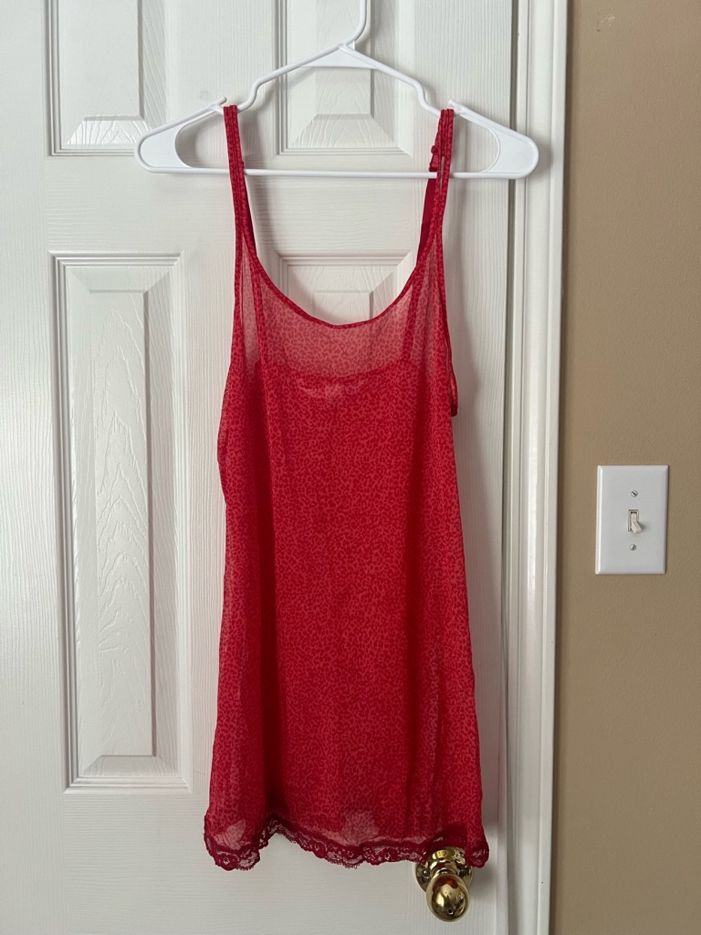 Victoria's Secret Red Lace-Trim Sheer Slip Chemise